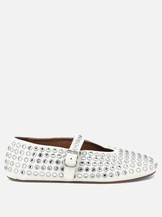Mary Jane ballet flats 100% leather - 100% rubber  White - Alaïa Women | PLP | VIETTI Online Store 
