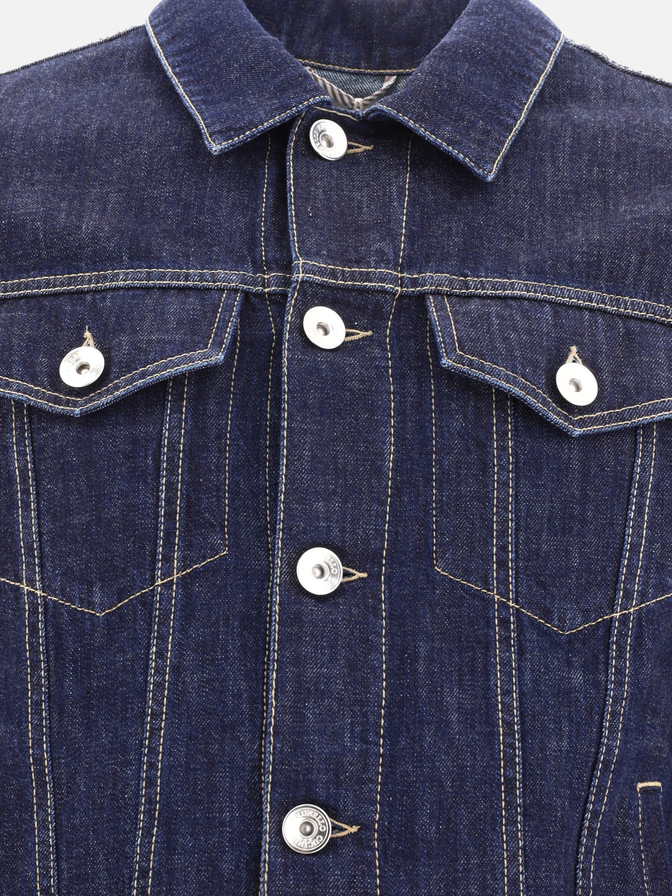 Denim jackets 100% cotton  Blue - Brunello Cucinelli Men | PDP | VIETTI Online Store | thumbnail_3