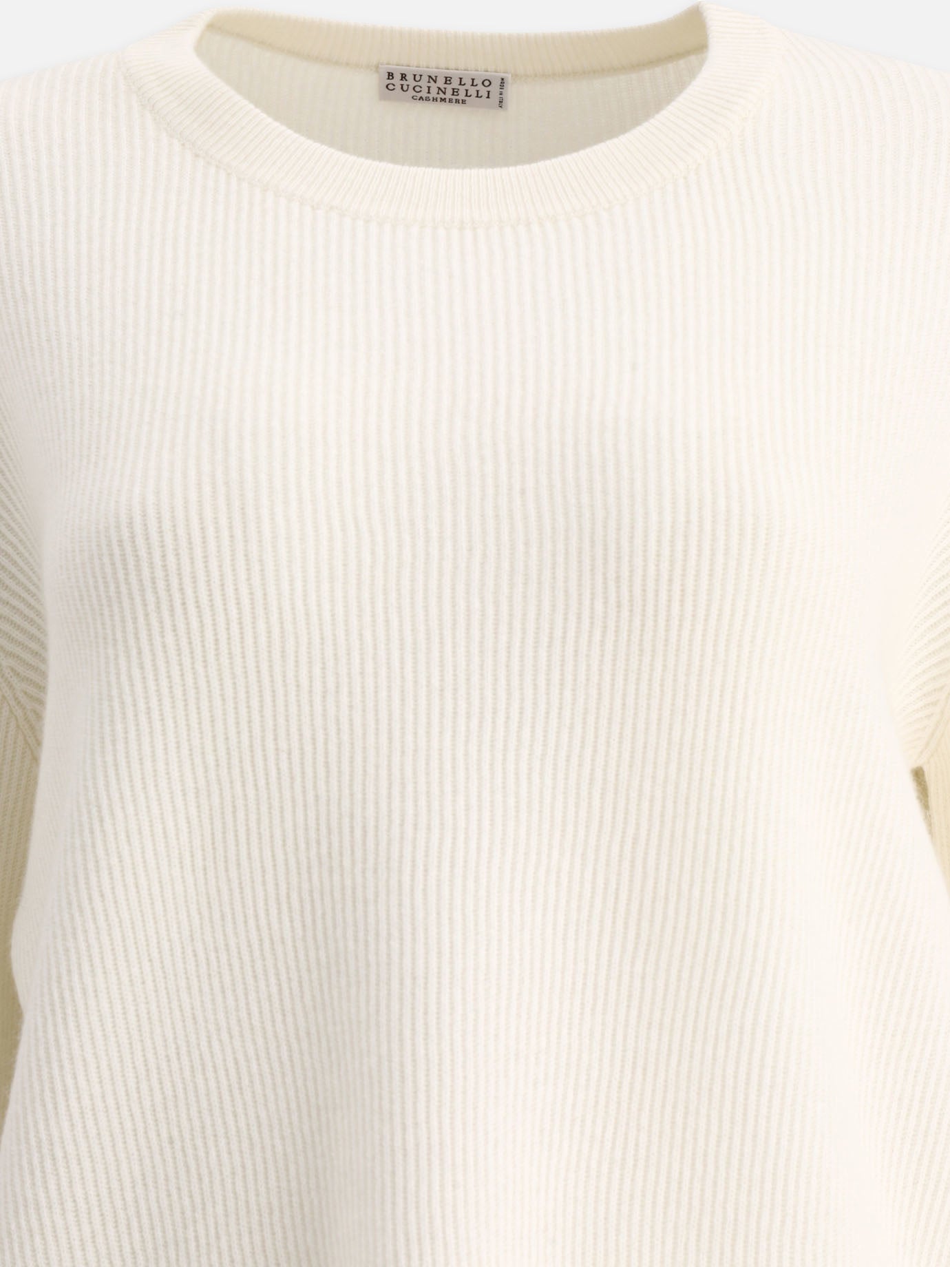 Crewneck sweaters 100% cashmere  White - Brunello Cucinelli Women | PDP | VIETTI Online Store | thumbnail_3