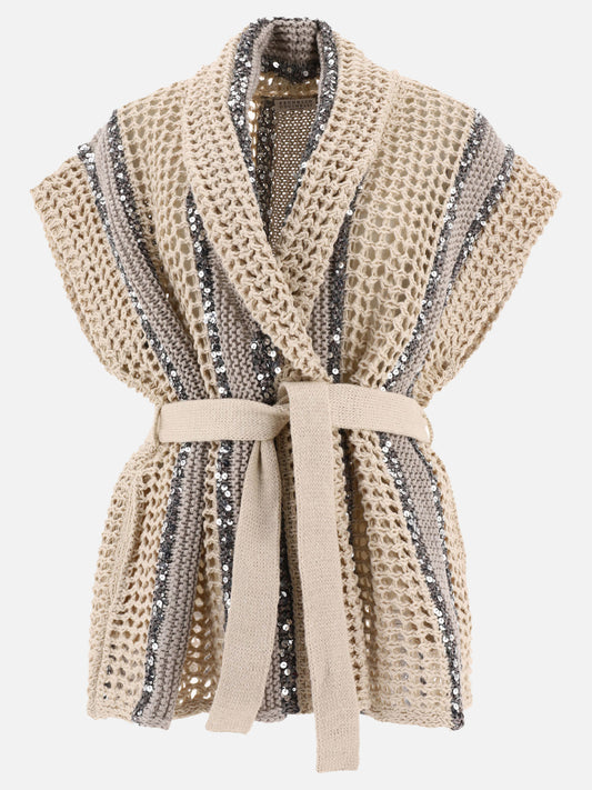 Cardigans 55% juta 35% cotton 10% polyamide  Beige - Brunello Cucinelli Women | PLP | VIETTI Online Store 
