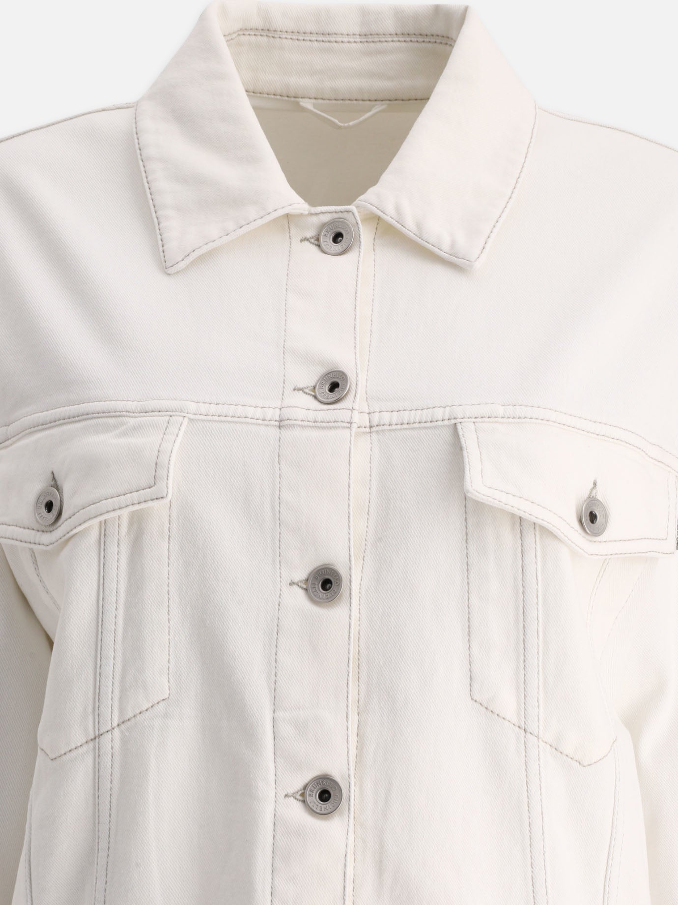 Denim jackets 98% cotton 2% elastane  White - Brunello Cucinelli Women | PDP | VIETTI Online Store | Zoom-Modal_3

