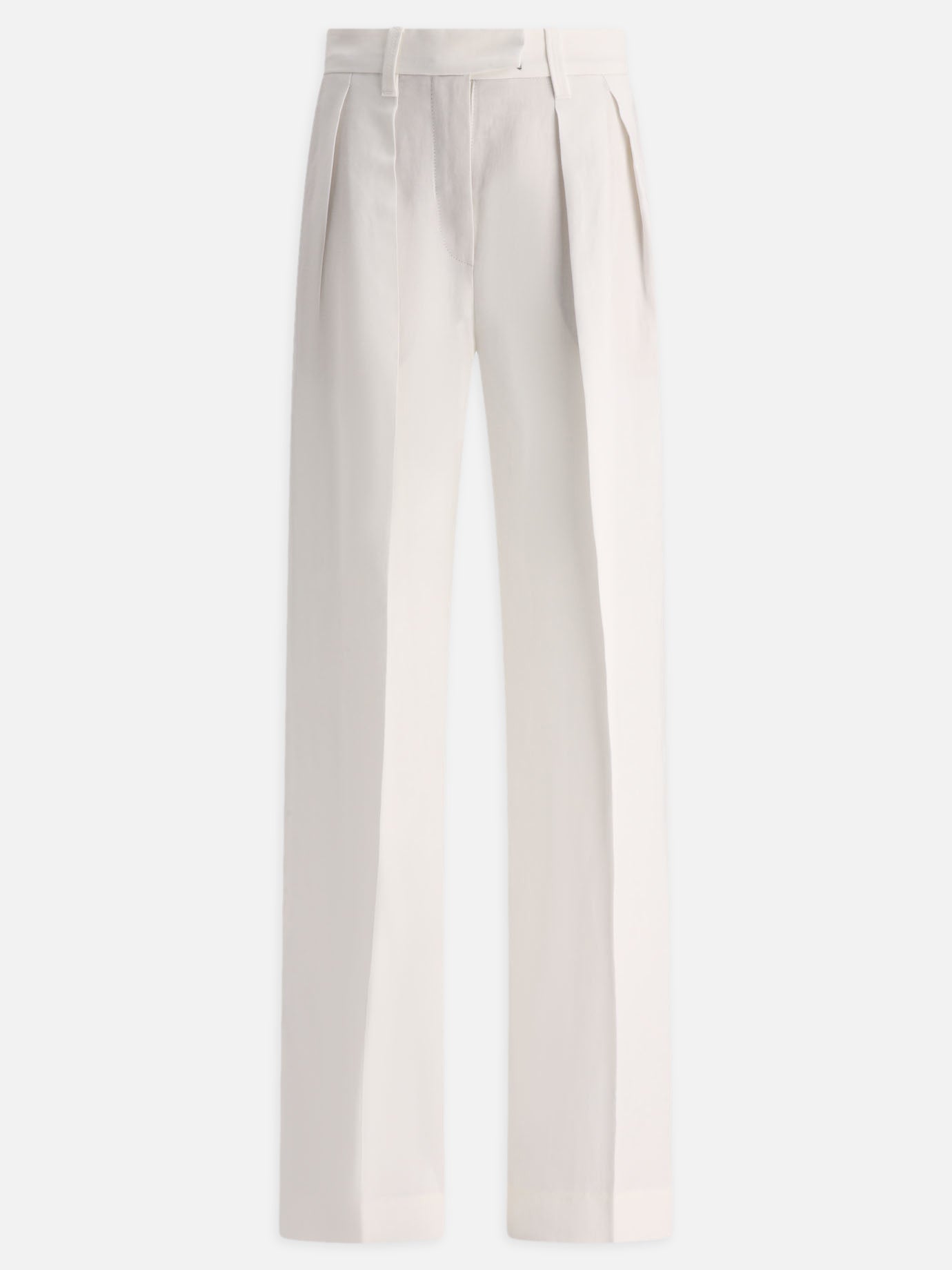 Tailored trousers 73% viscose 27% linen  White - Brunello Cucinelli Women | PDP | VIETTI Online Store | thumbnail