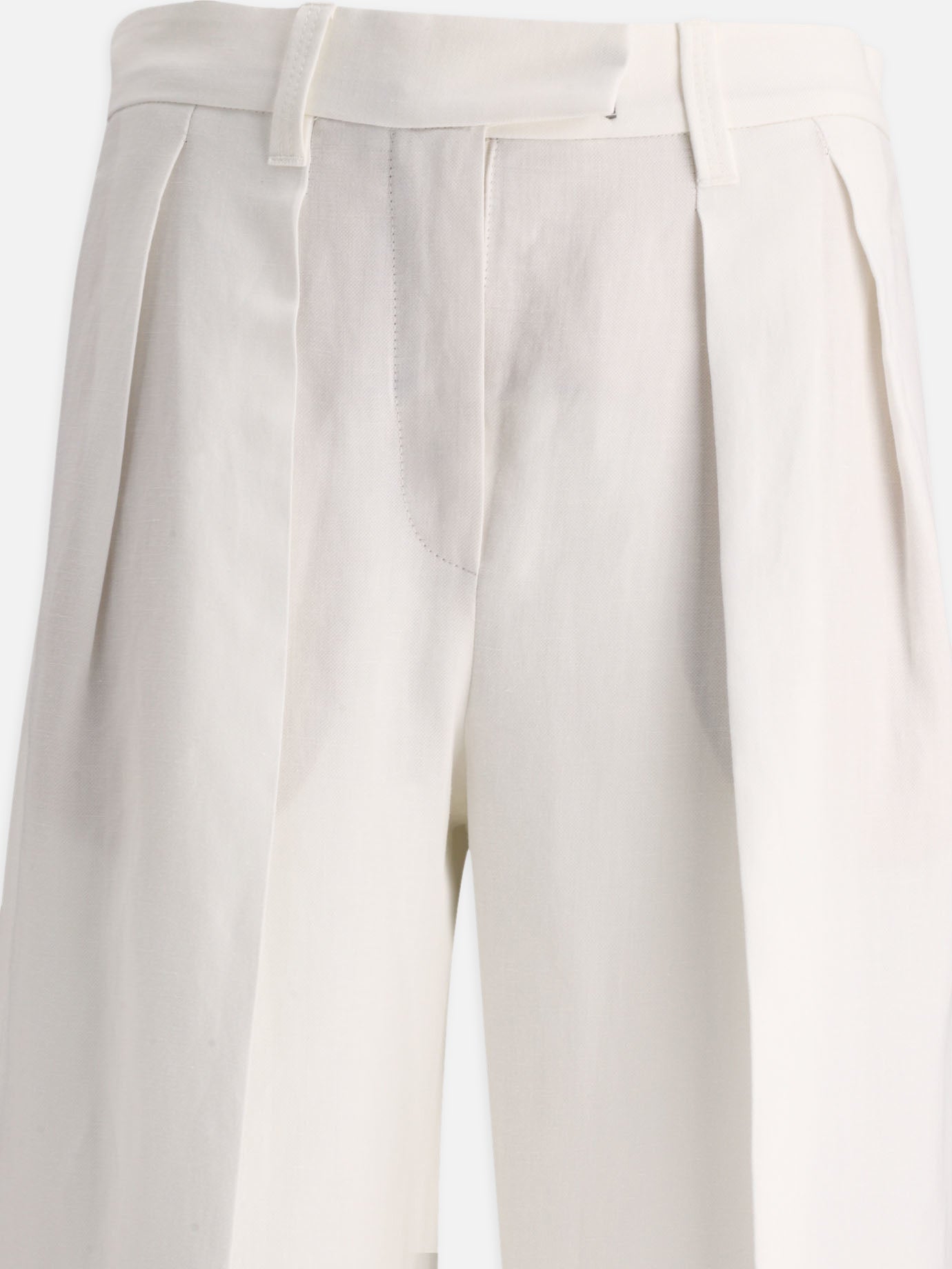 Tailored trousers 73% viscose 27% linen  White - Brunello Cucinelli Women | PDP | VIETTI Online Store | thumbnail_3