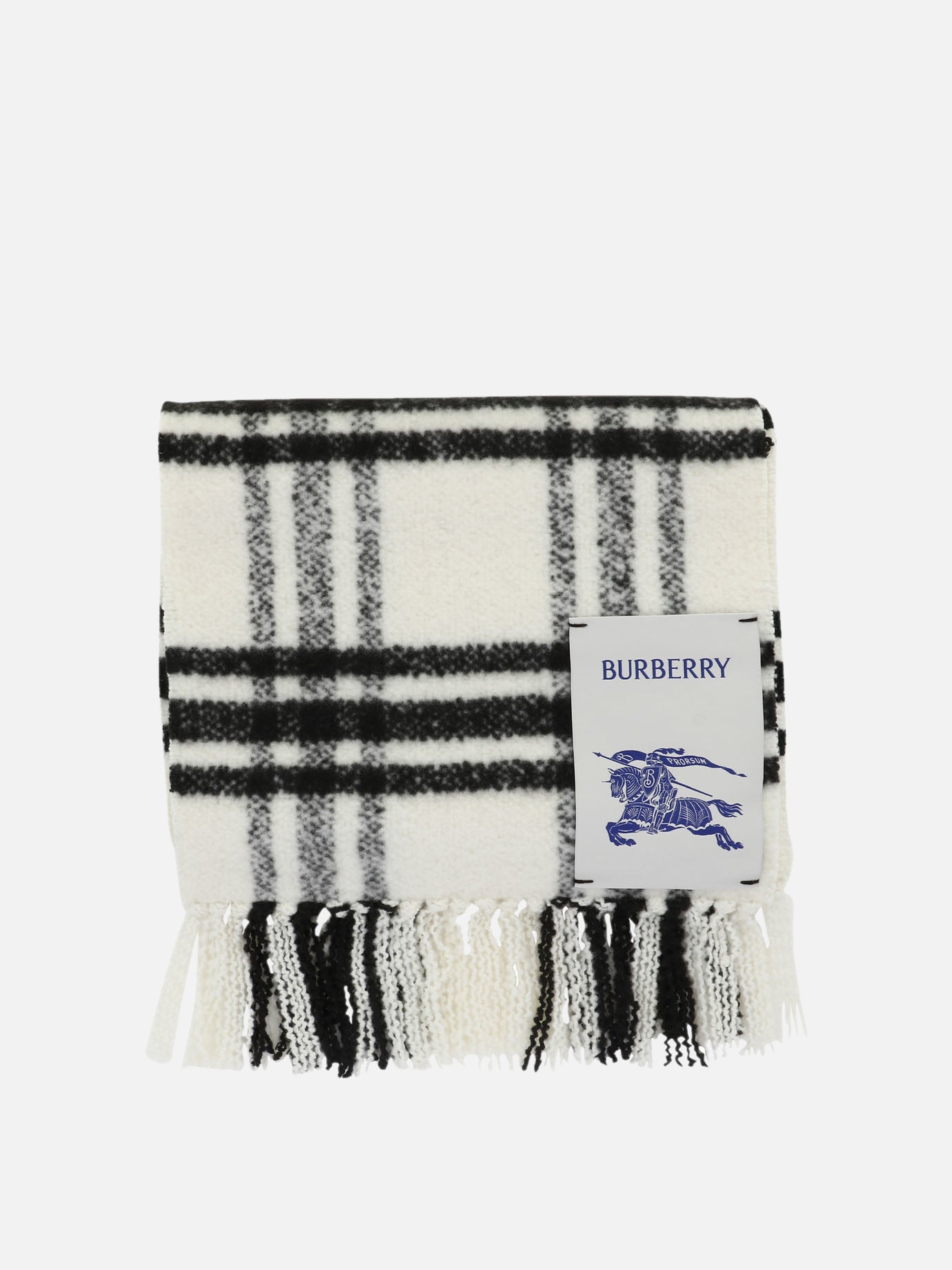 Fringed scarves 100% wool  White - Burberry Women | PDP | VIETTI Online Store | Zoom-Modal
