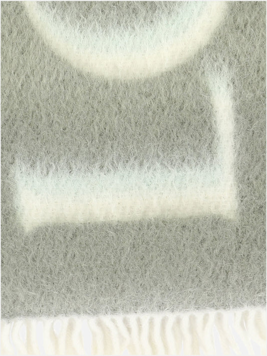 Fringed scarves 46% wool 45% mohair 5% leather 3% polyamide  Green - Loewe Women | PLP | VIETTI Online Store | 2
