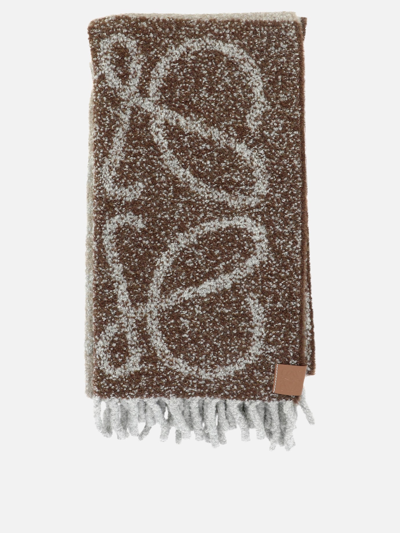Fringed scarves 57% alpaca 23% wool 15% polyamide 5% leather  Brown - Loewe Women | PDP | VIETTI Online Store | thumbnail