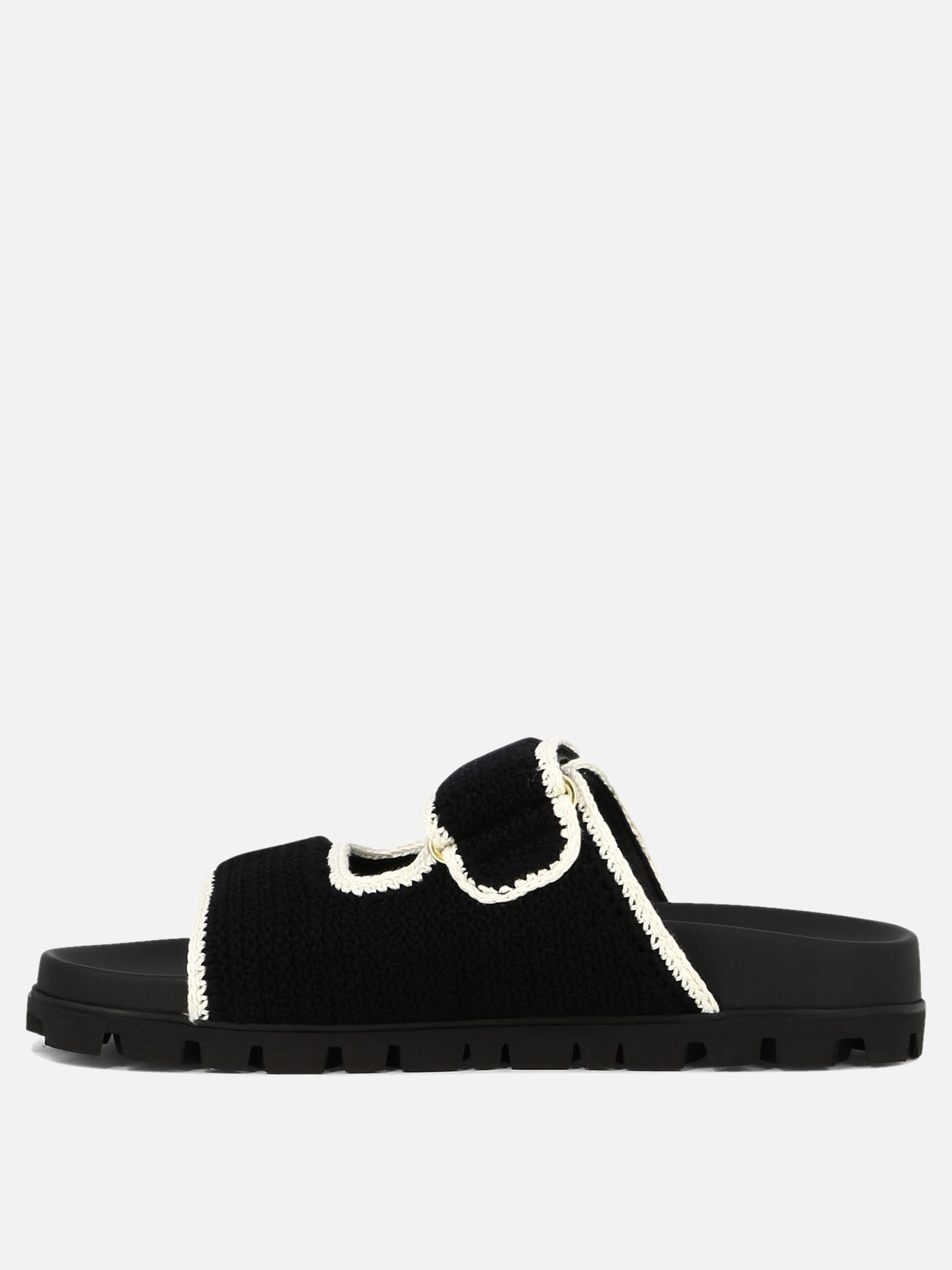 Miu Miu Crochet knit sandals Black