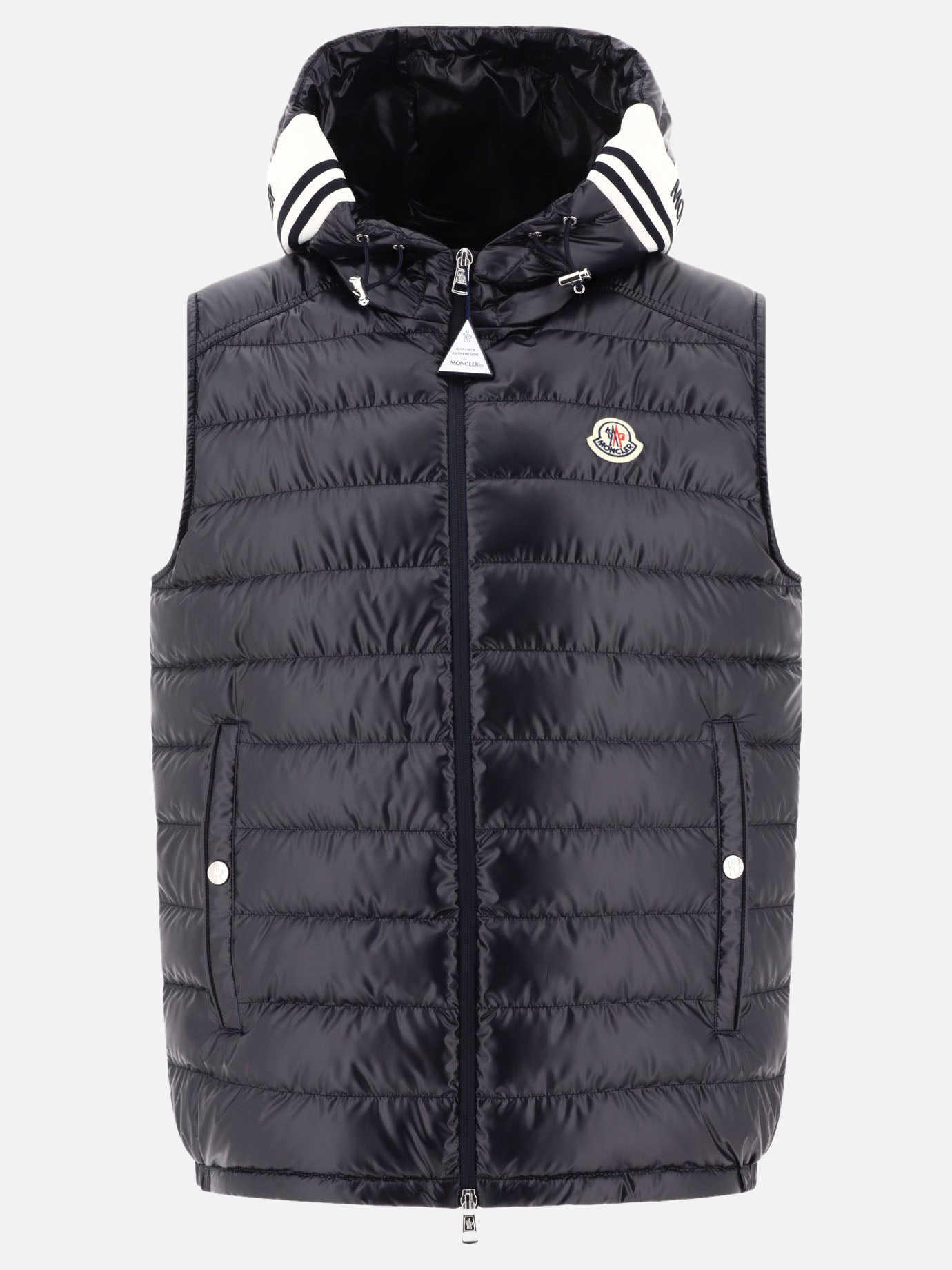 Vest jackets Solid colour  Blue - Moncler Men | PDP | VIETTI Online Store | Zoom-Modal
