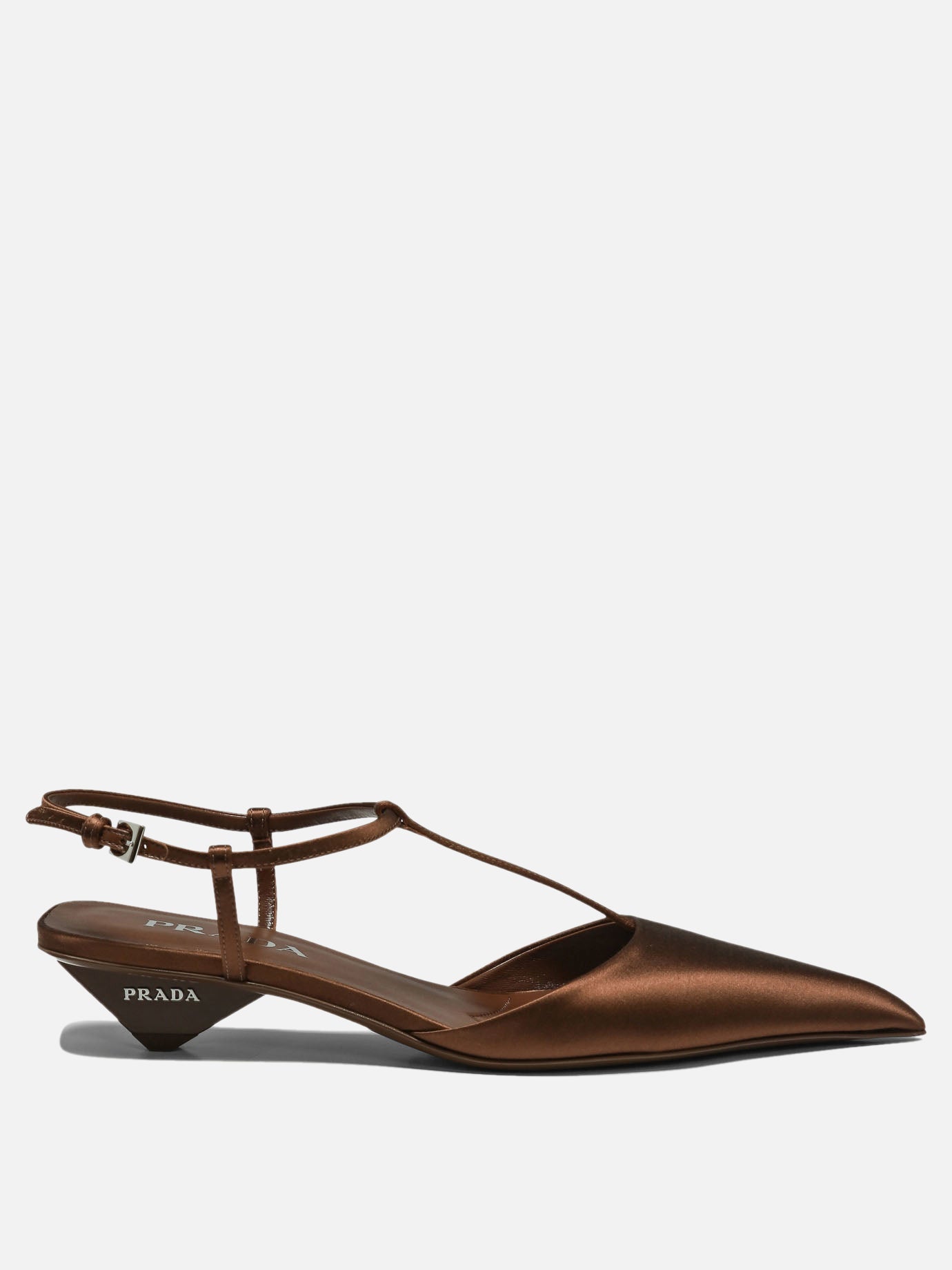 Slingbacks 100% satin - 100% leather  Brown - Prada Women | PDP | VIETTI Online Store | thumbnail