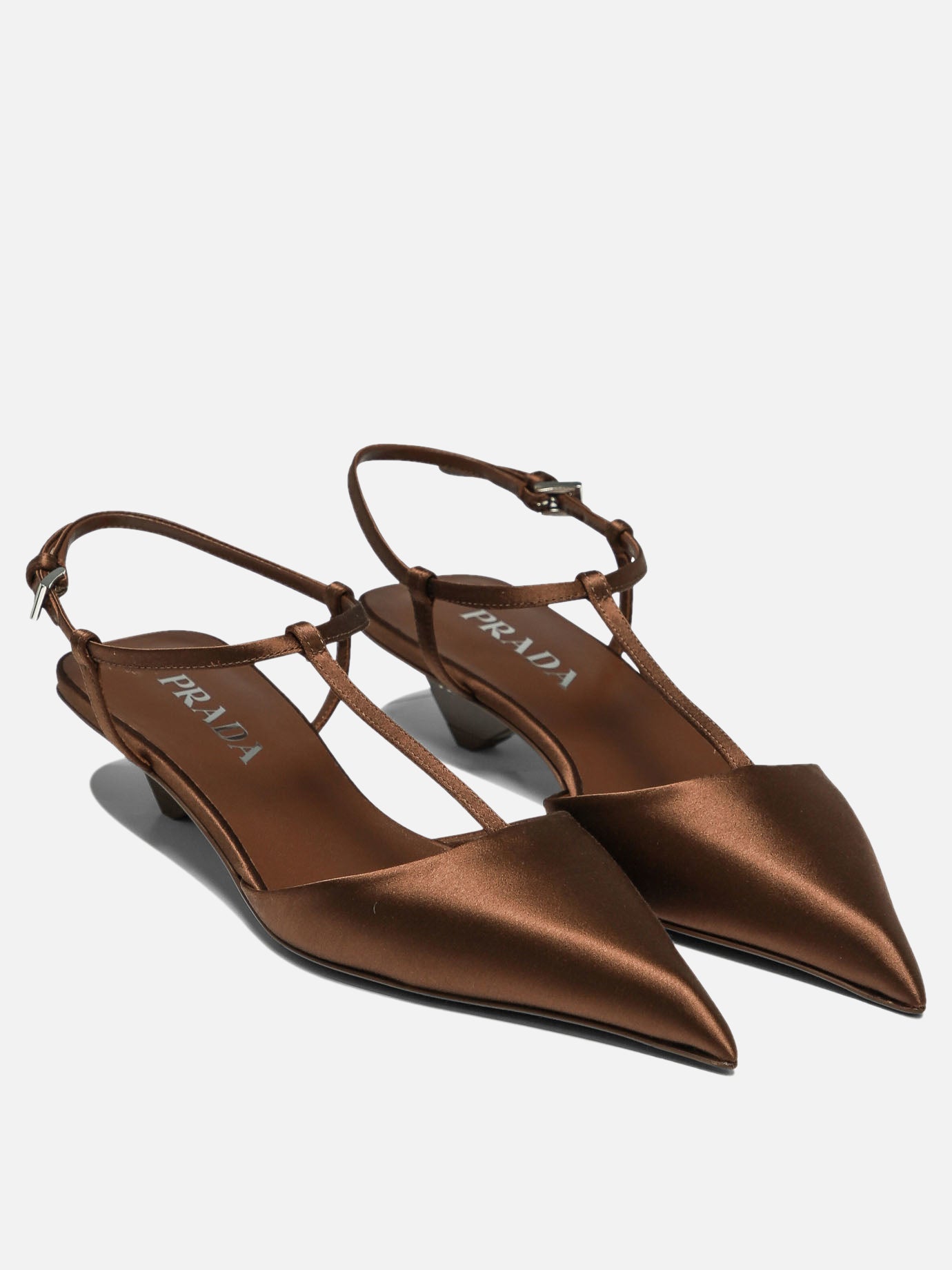 Slingbacks 100% satin - 100% leather  Brown - Prada Women | PDP | VIETTI Online Store | thumbnail_2