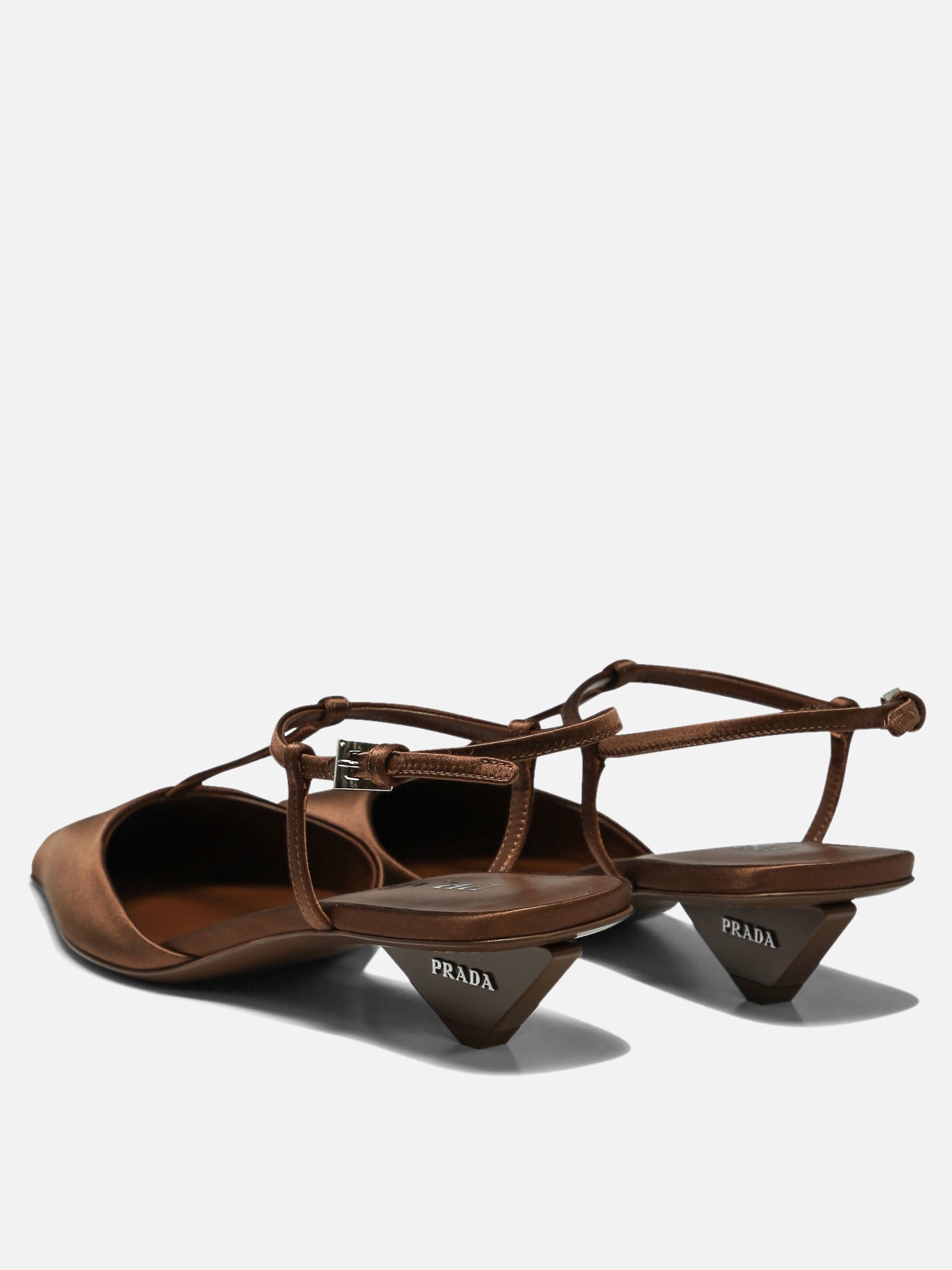 Slingbacks 100% satin - 100% leather  Brown - Prada Women | PDP | VIETTI Online Store | thumbnail_4