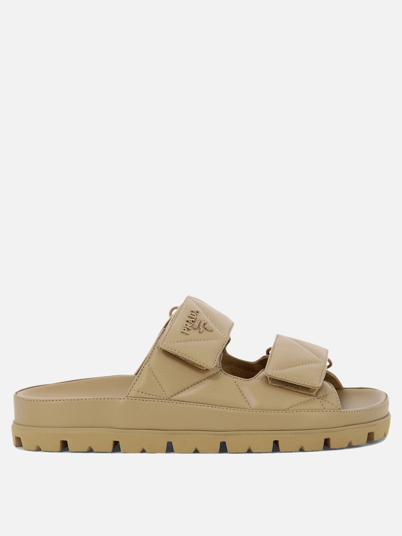 Flat sandals 100% nappa - 100% rubber  Beige - Prada Women | PDP | VIETTI Online Store | thumbnail
