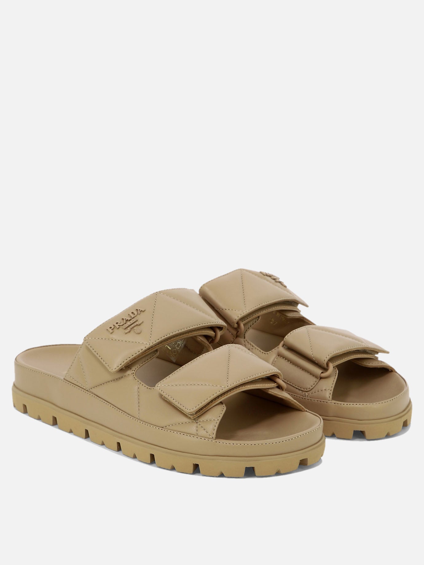Flat sandals 100% nappa - 100% rubber  Beige - Prada Women | PDP | VIETTI Online Store | thumbnail_2