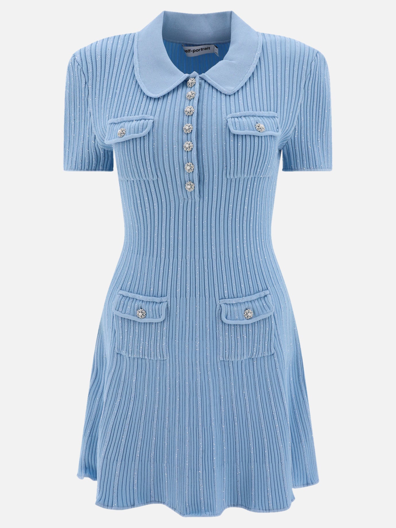 Mini dresses 58% viscose 41% polyamide 1% elastane  Light blue - Self-portrait Women | PDP | VIETTI Online Store | Zoom-Modal

