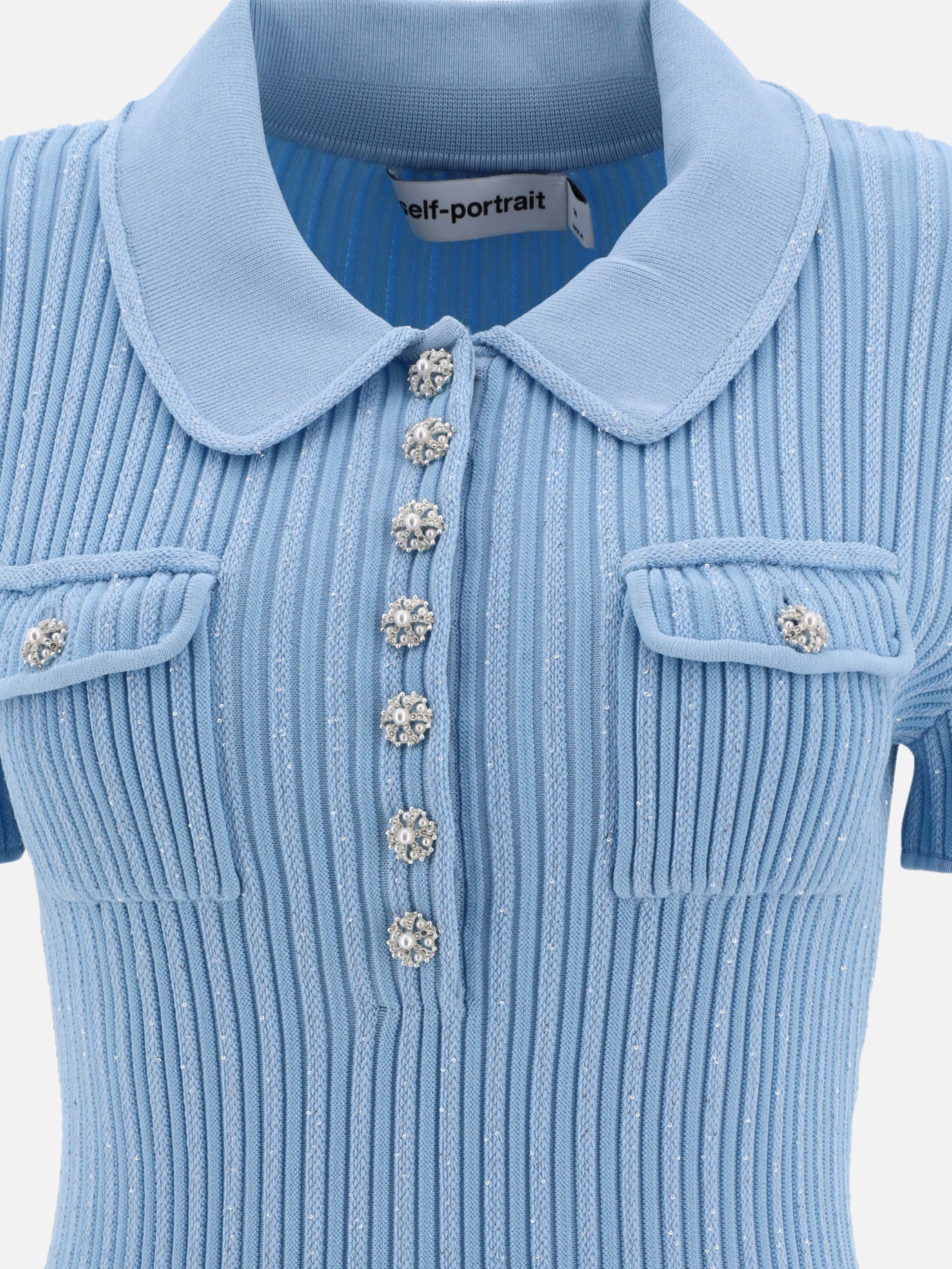 Mini dresses 58% viscose 41% polyamide 1% elastane  Light blue - Self-portrait Women | PDP | VIETTI Online Store | Zoom-Modal_3
