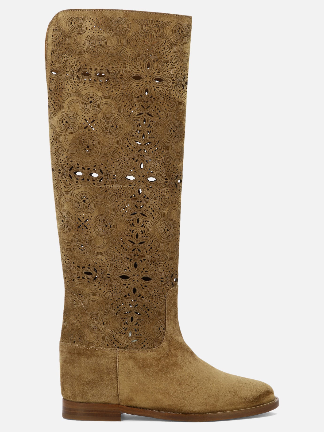 Knee-high 100% suede - 100% leather  Beige - Via Roma 15 Women | PDP | VIETTI Online Store | Zoom-Modal

