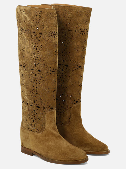 Knee-high 100% suede - 100% leather  Beige - Via Roma 15 Women | PLP | VIETTI Online Store | 2
