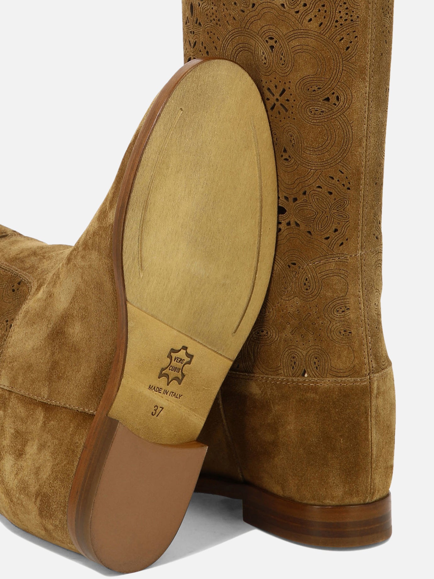 Knee-high 100% suede - 100% leather  Beige - Via Roma 15 Women | PDP | VIETTI Online Store | thumbnail_5