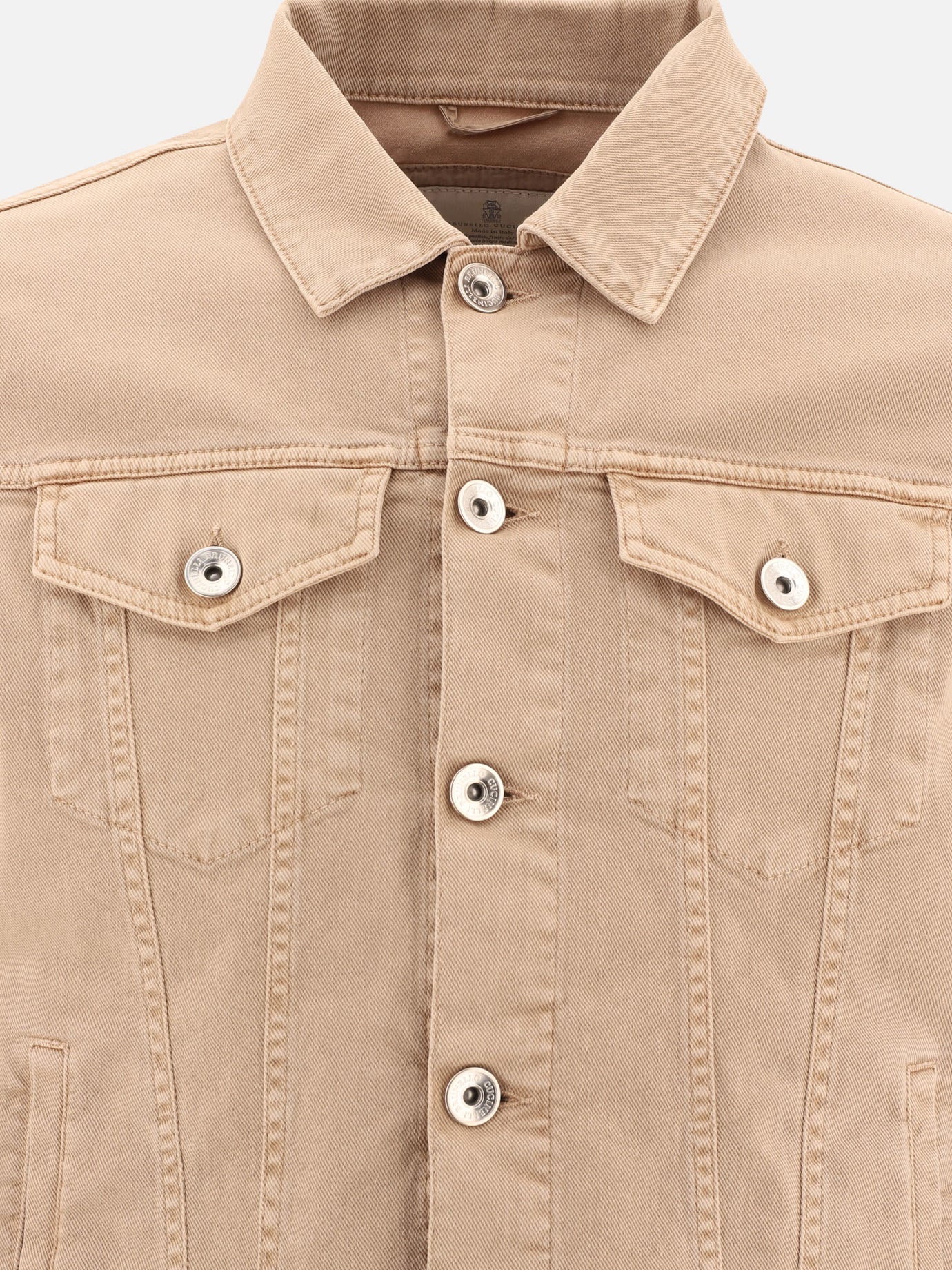 Denim jackets Solid colour  Beige - Brunello Cucinelli Men | PDP | VIETTI Online Store | thumbnail_3