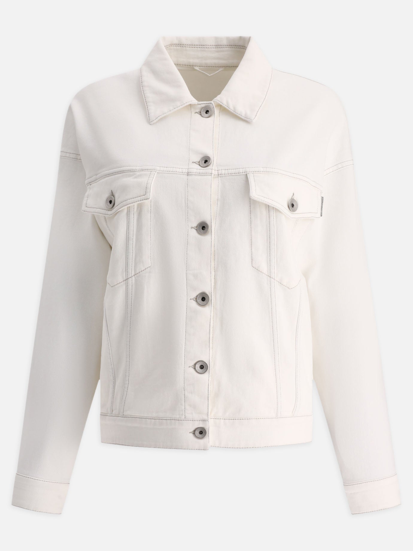 Denim jackets Solid colour  White - Brunello Cucinelli Women | PDP | VIETTI Online Store | thumbnail