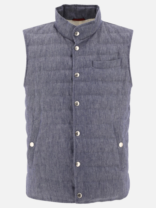 Vest jackets Solid colour  Blue - Brunello Cucinelli Men | PLP | VIETTI Online Store 
