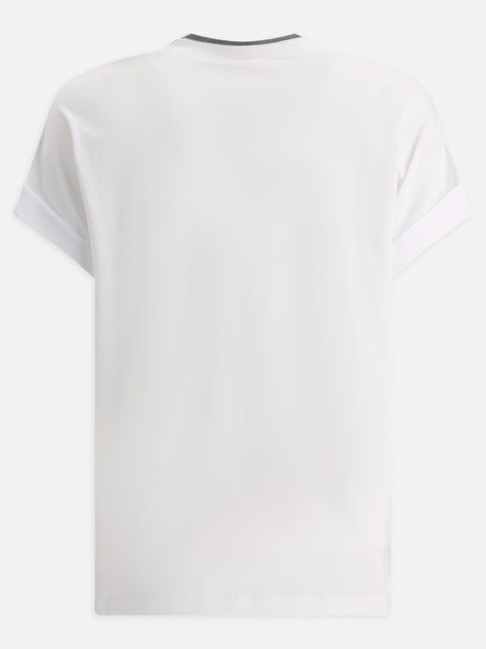 V neck t-shirts Solid colour  White - Brunello Cucinelli Women | PLP | VIETTI Online Store | 2
