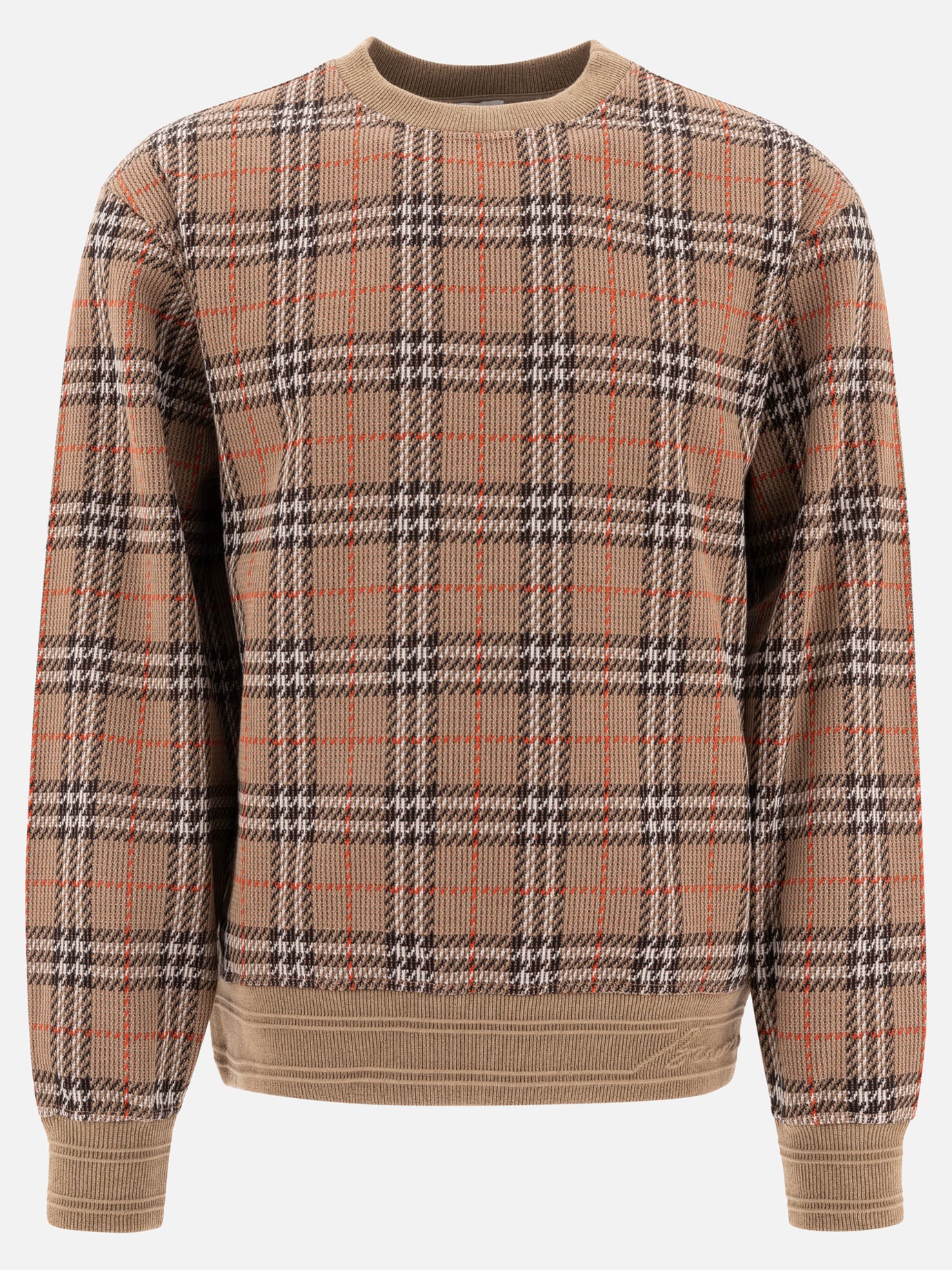 Burberry Cotton Check crewneck sweatshirt 14327904_S Beige thumbnail_1