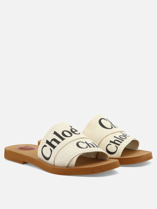 Flat sandals 90% linen 10% polyester - 100% ethylene vinyl acetate  White - Chloé Women | PDP | VIETTI Online Store | 2
