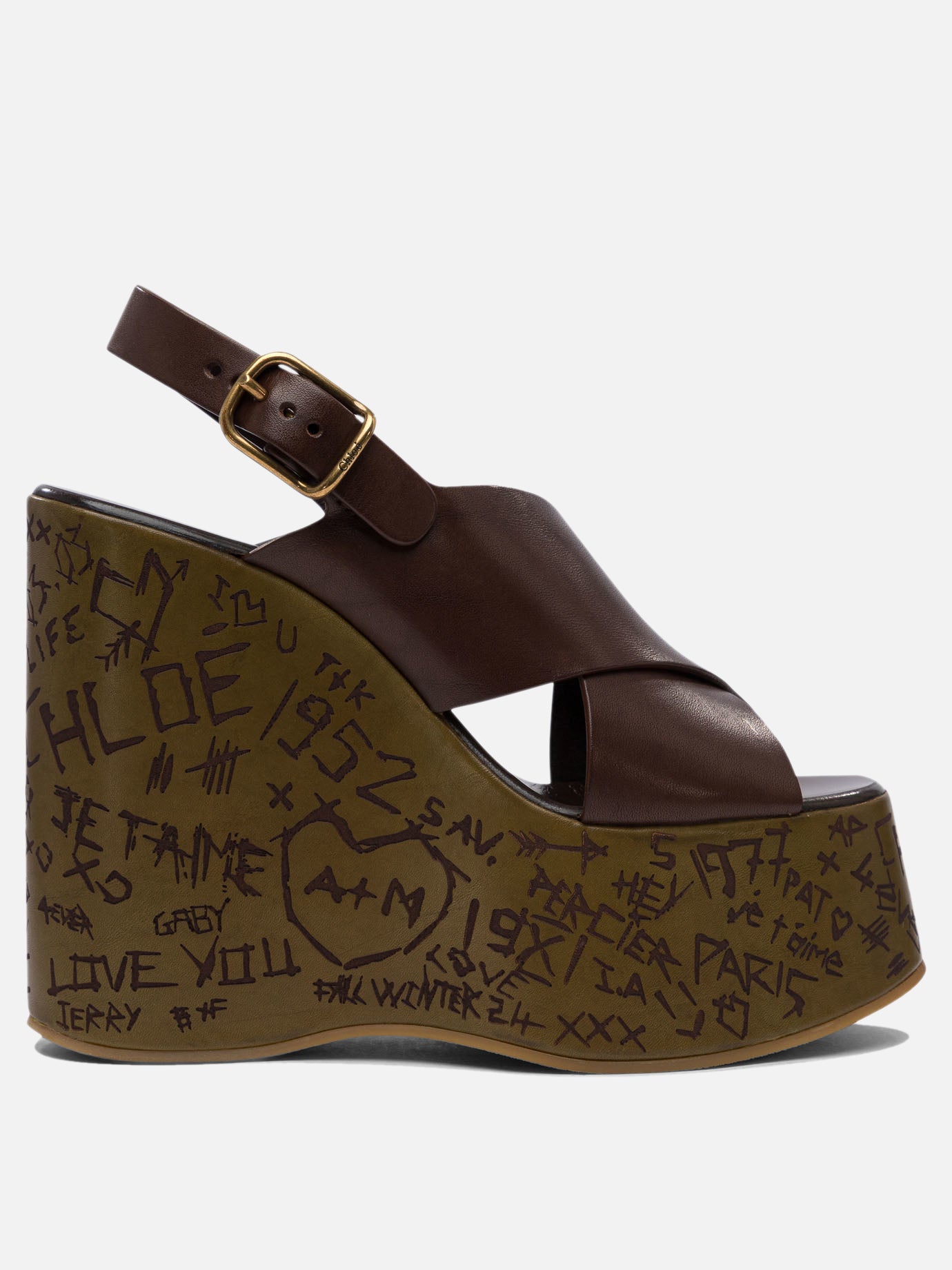Heeled sandals 100% leather - 100% leather  Brown - Chloé Women | PDP | VIETTI Online Store | thumbnail