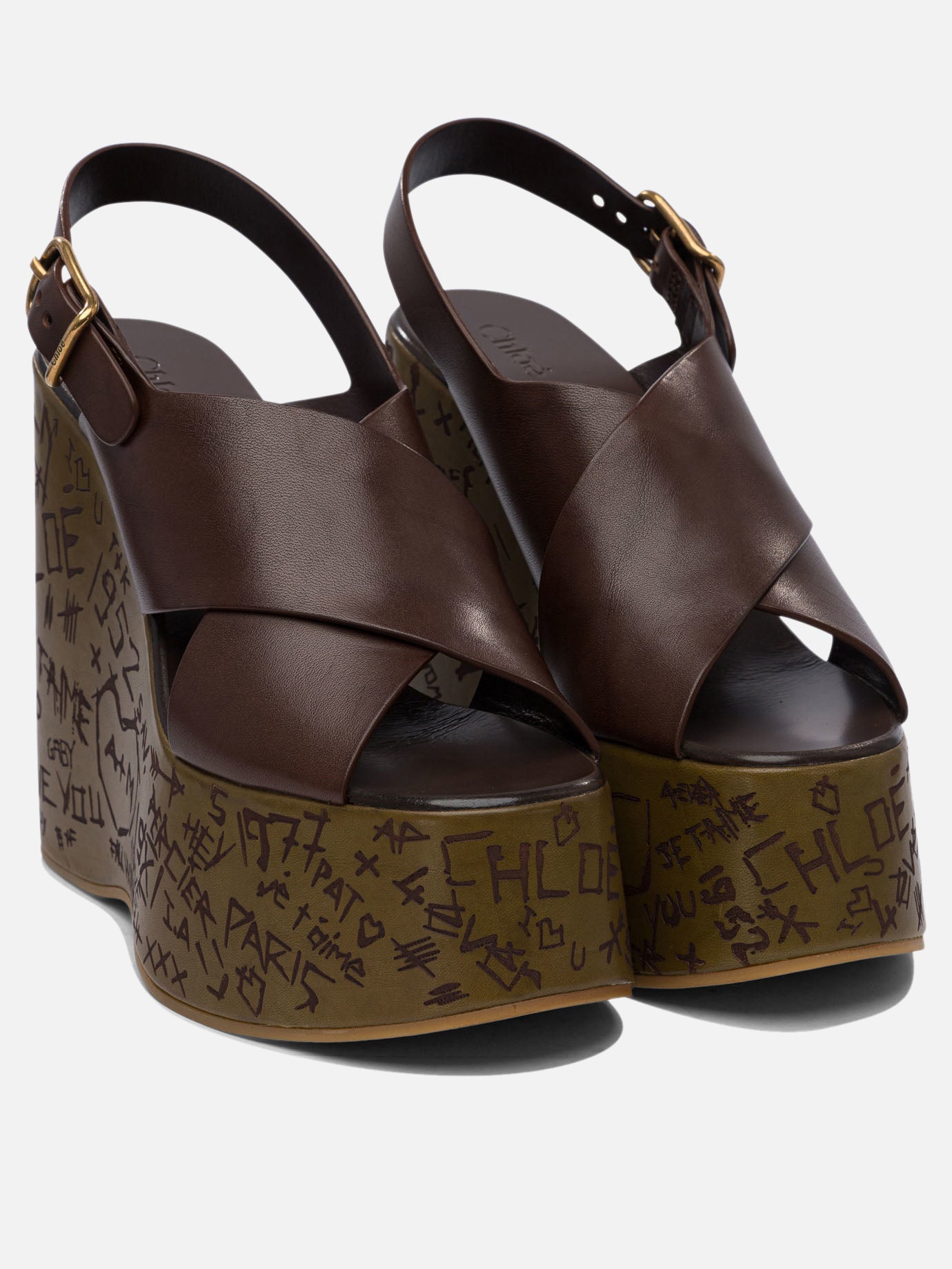 Heeled sandals 100% leather - 100% leather  Brown - Chloé Women | PDP | VIETTI Online Store | thumbnail_2