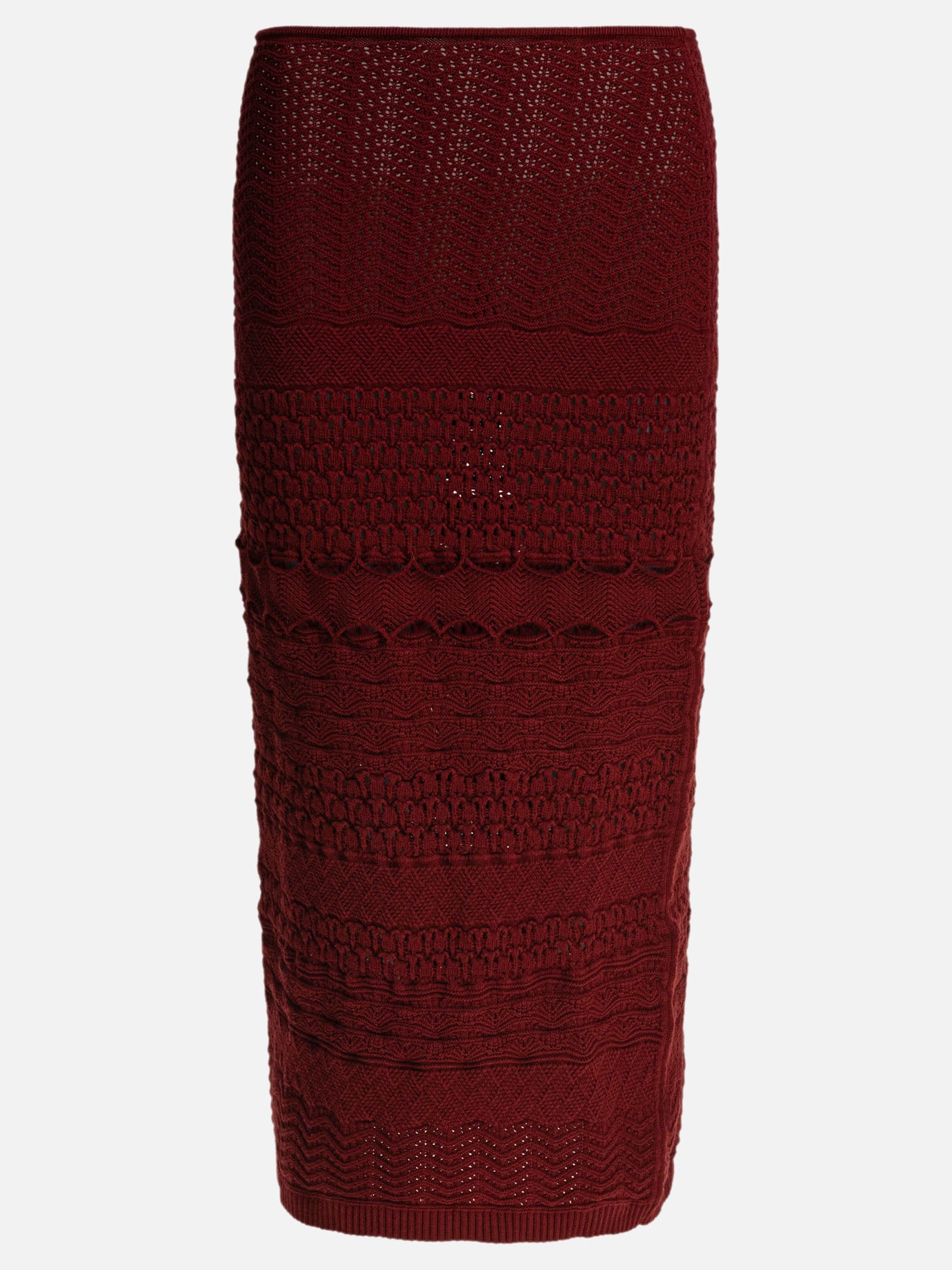Long skirts Textured knit  Bordeaux - Elie Saab Women | PDP | VIETTI Online Store | Zoom-Modal
