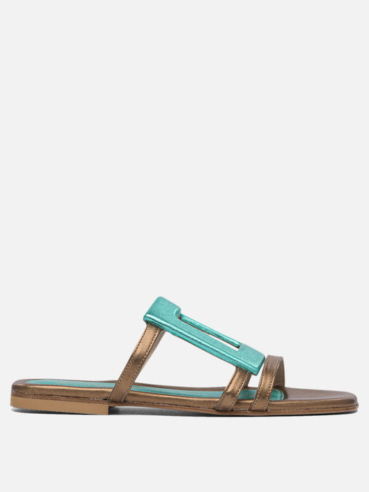 Flat sandals 100% leather - 90% leather 10% rubber  Light blue - Elina Linardaki Women | PLP | VIETTI Online Store 
