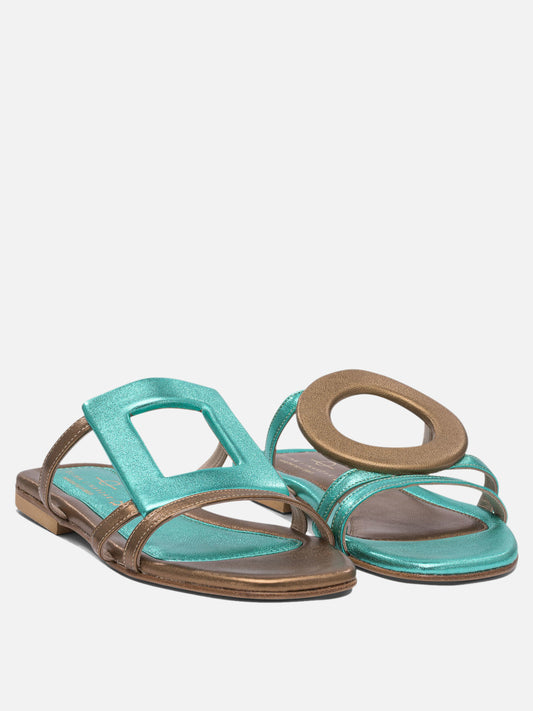 Flat sandals 100% leather - 90% leather 10% rubber  Light blue - Elina Linardaki Women | PLP | VIETTI Online Store | 2
