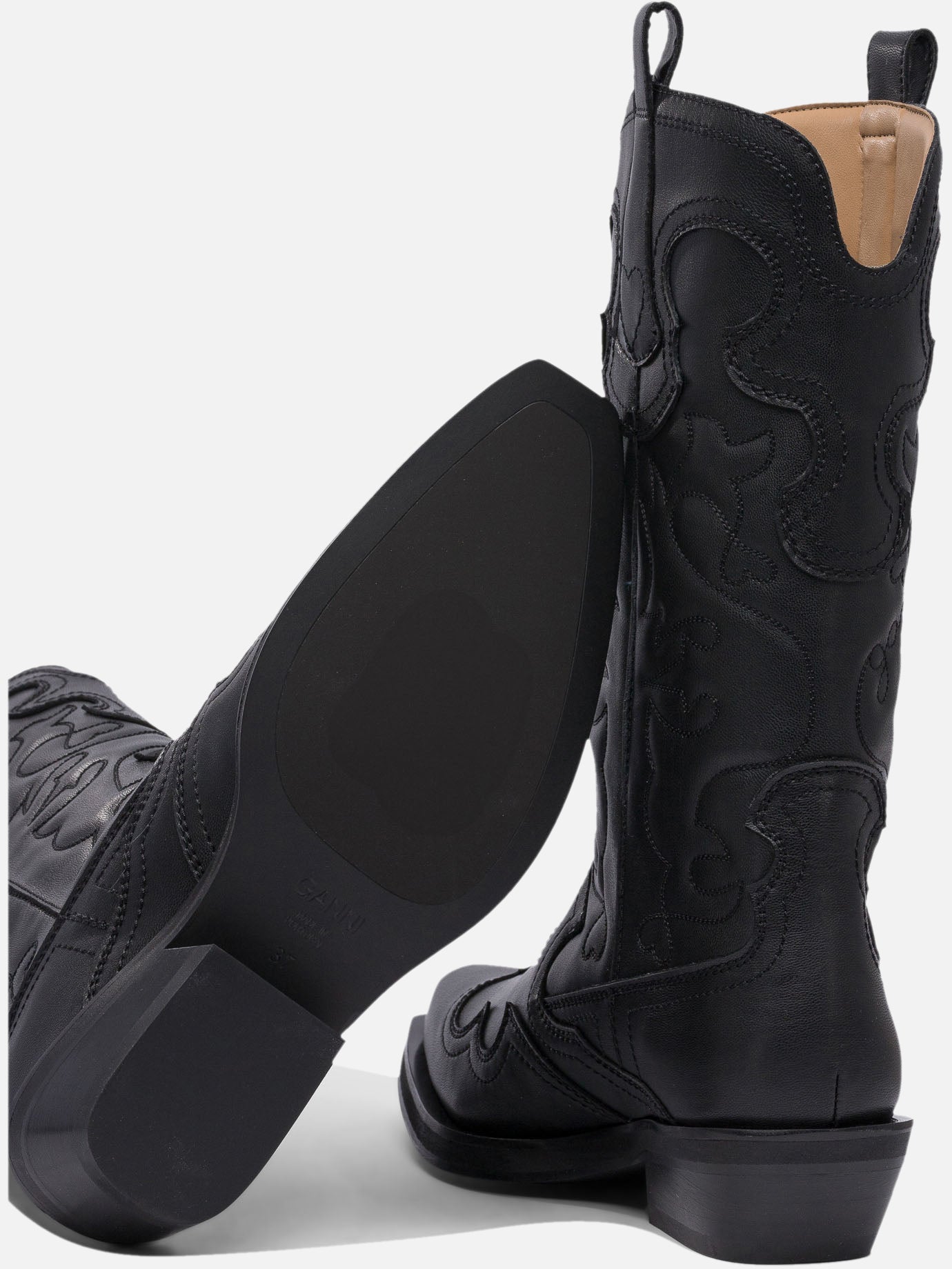 Cowboy 100% polyuretane - 100% rubber  Black - Ganni Women | PDP | VIETTI Online Store | thumbnail_5