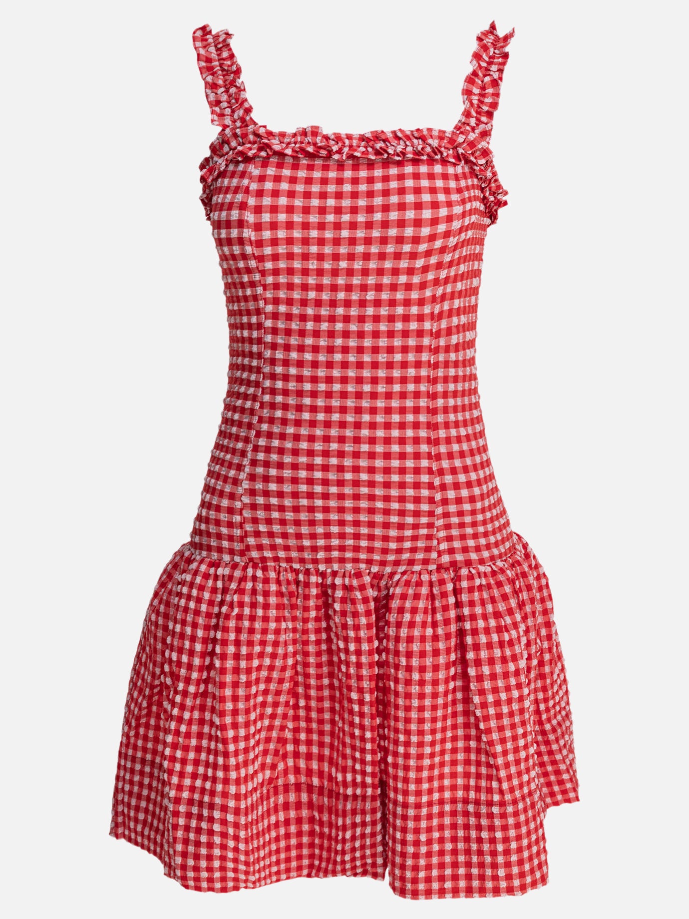 Mini dresses Gingham  Red - Ganni Women | PDP | VIETTI Online Store | Zoom-Modal
