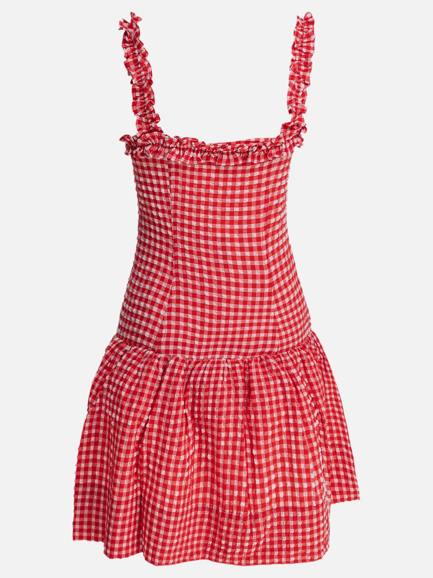 Mini dresses Gingham  Red - Ganni Women | PDP | VIETTI Online Store | Zoom-Modal_2
