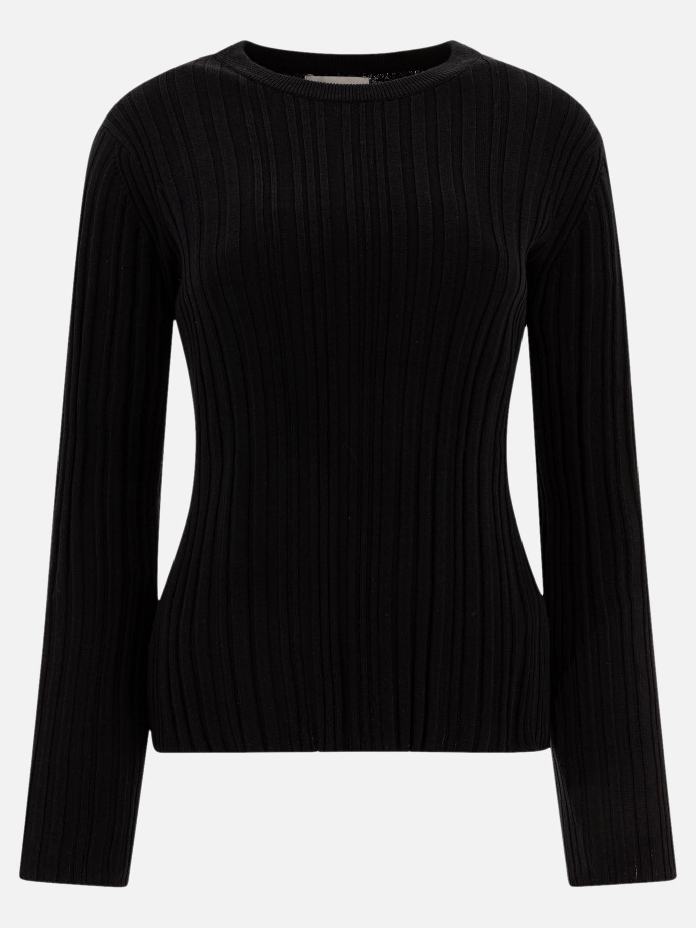 Crewneck t-shirts Solid colour  Black - Loulou Studio Women | PDP | VIETTI Online Store | thumbnail