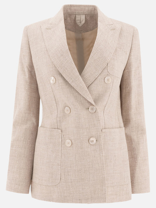 Max Mara Double-breasted blazer in frisé 13289072_38 Beige 1