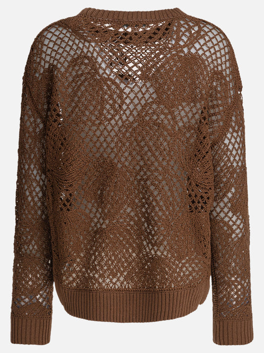 Max Mara Embroidered sweater 12982451_S Brown 2