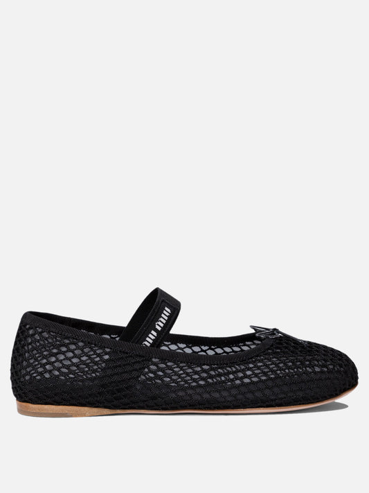 Miu Miu Mesh fabric ballet flats 19701796_36 Black 1