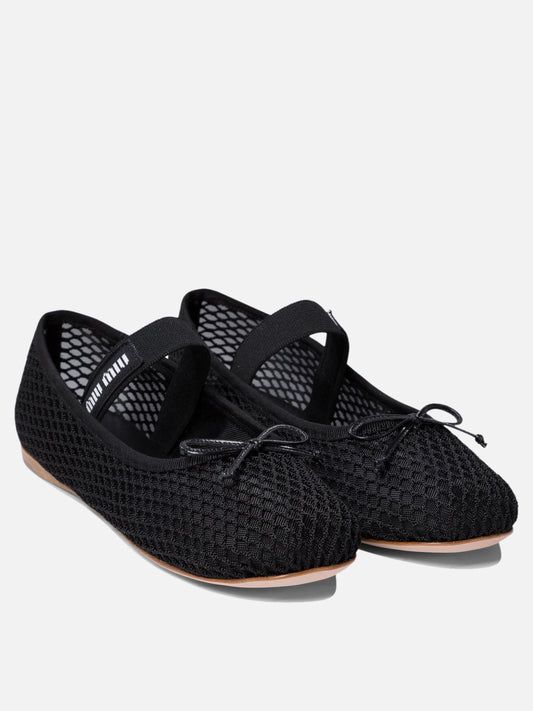 Miu Miu Mesh fabric ballet flats 19701796_36 Black 2