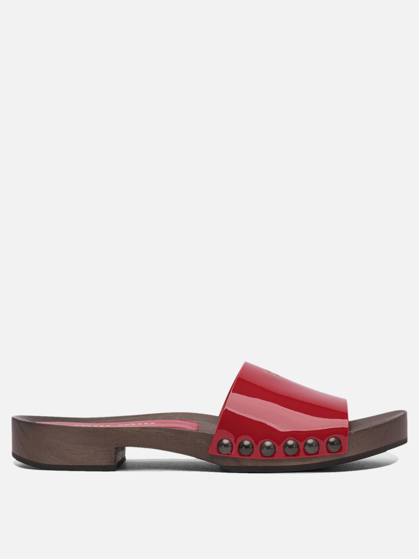 Flat sandals 100% leather - 100% wood  Red - Miu Miu Women | PDP | VIETTI Online Store | Zoom-Modal
