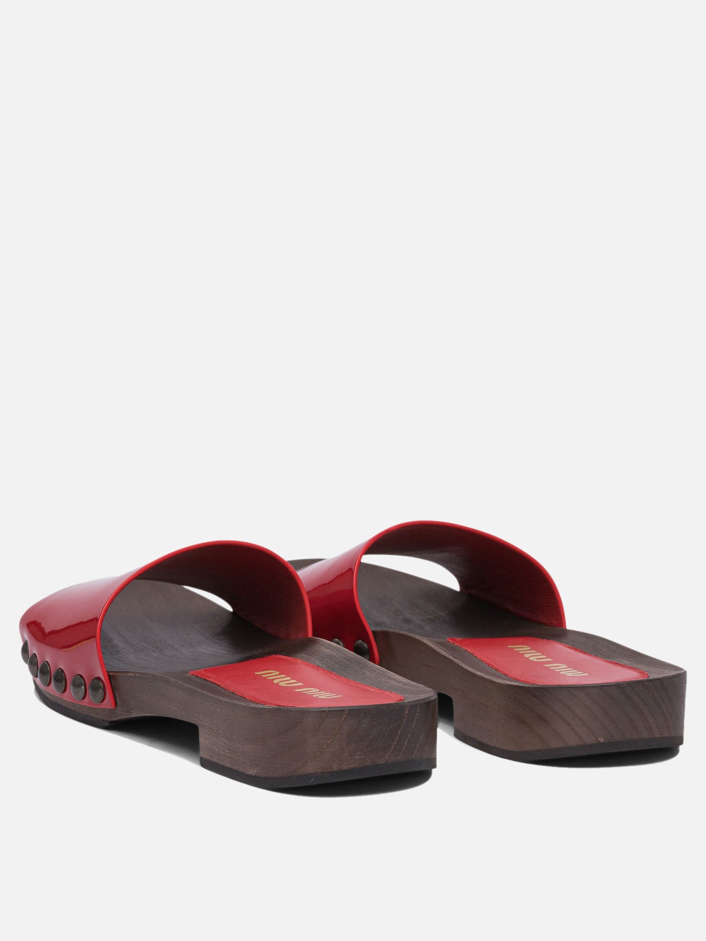 Flat sandals 100% leather - 100% wood  Red - Miu Miu Women | PDP | VIETTI Online Store | thumbnail_4