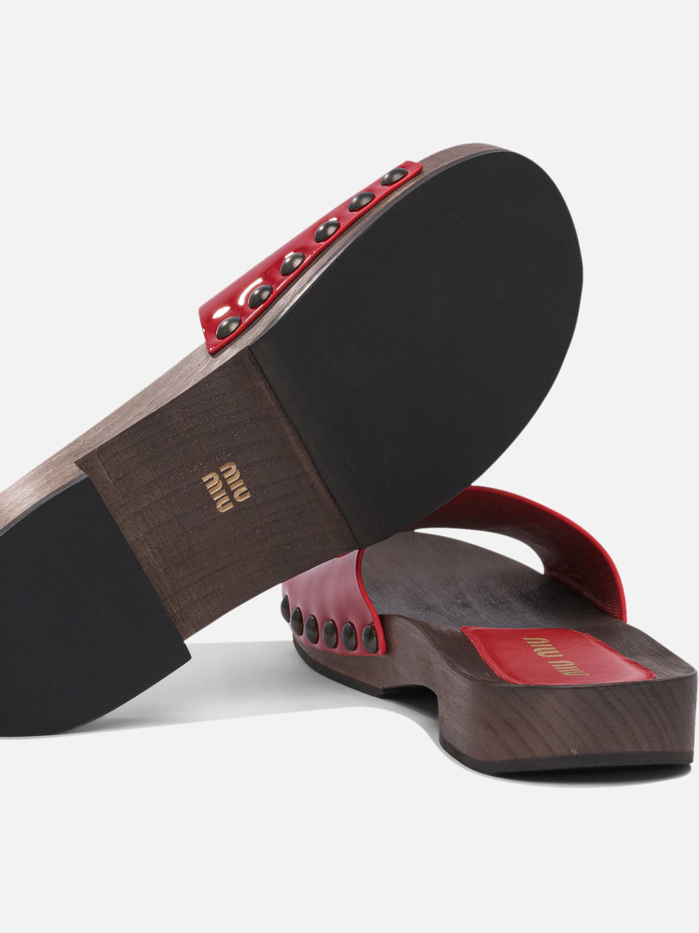Flat sandals 100% leather - 100% wood  Red - Miu Miu Women | PDP | VIETTI Online Store | thumbnail_5