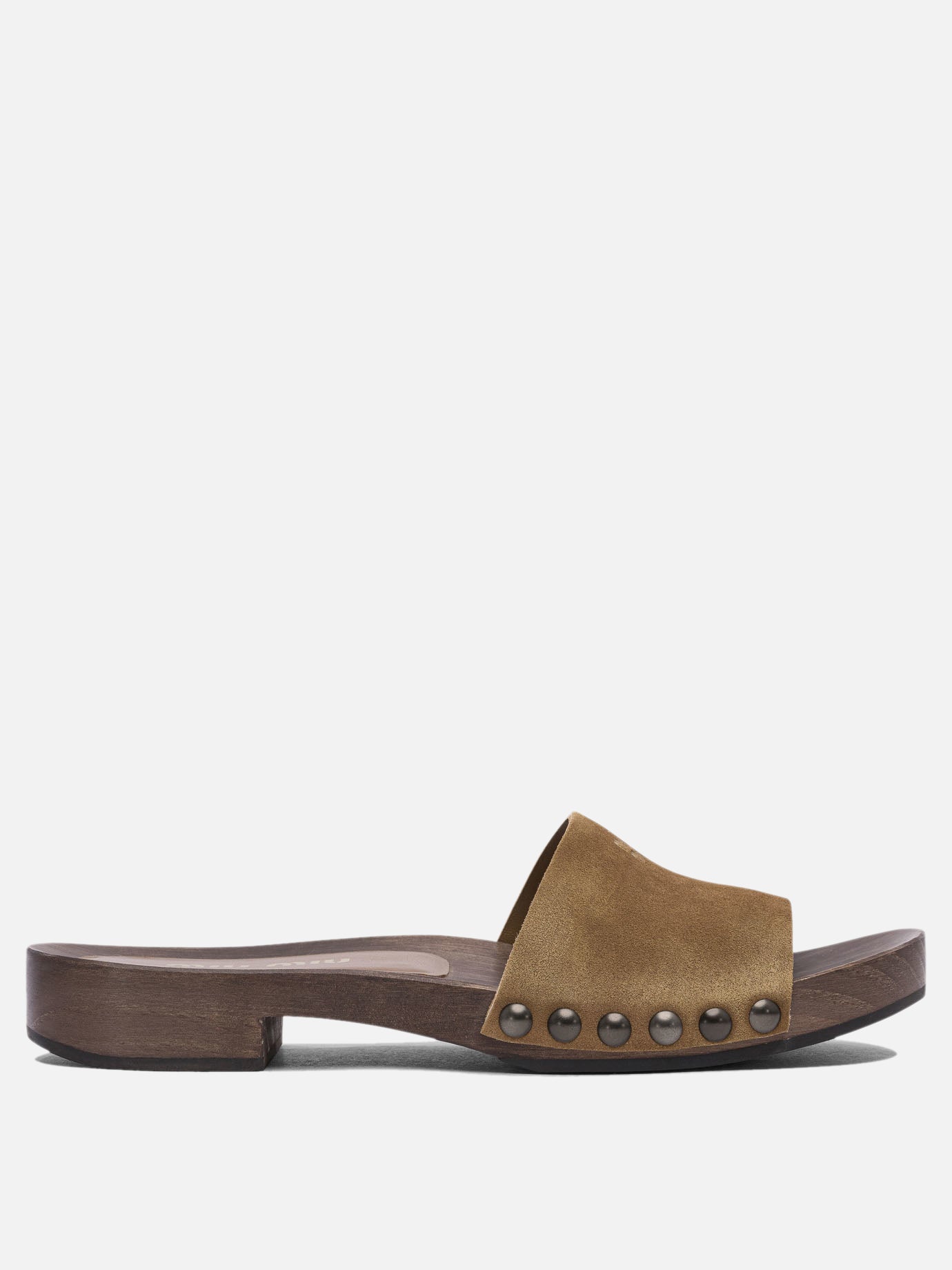 Flat sandals 100% leather - 100% wood  Brown - Miu Miu Women | PDP | VIETTI Online Store | thumbnail