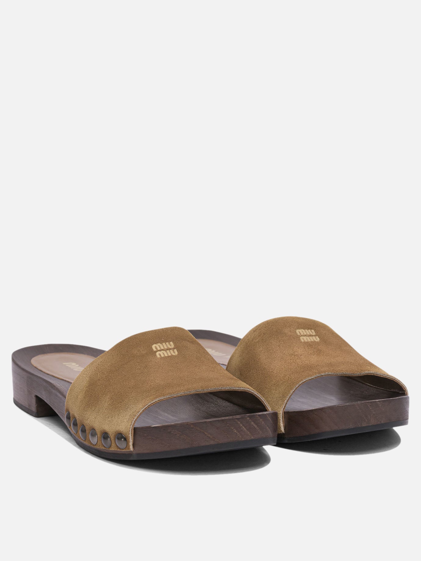 Flat sandals 100% leather - 100% wood  Brown - Miu Miu Women | PDP | VIETTI Online Store | thumbnail_2