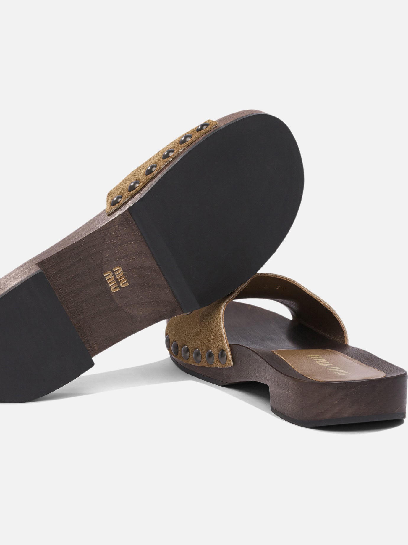 Flat sandals 100% leather - 100% wood  Brown - Miu Miu Women | PDP | VIETTI Online Store | Zoom-Modal_5

