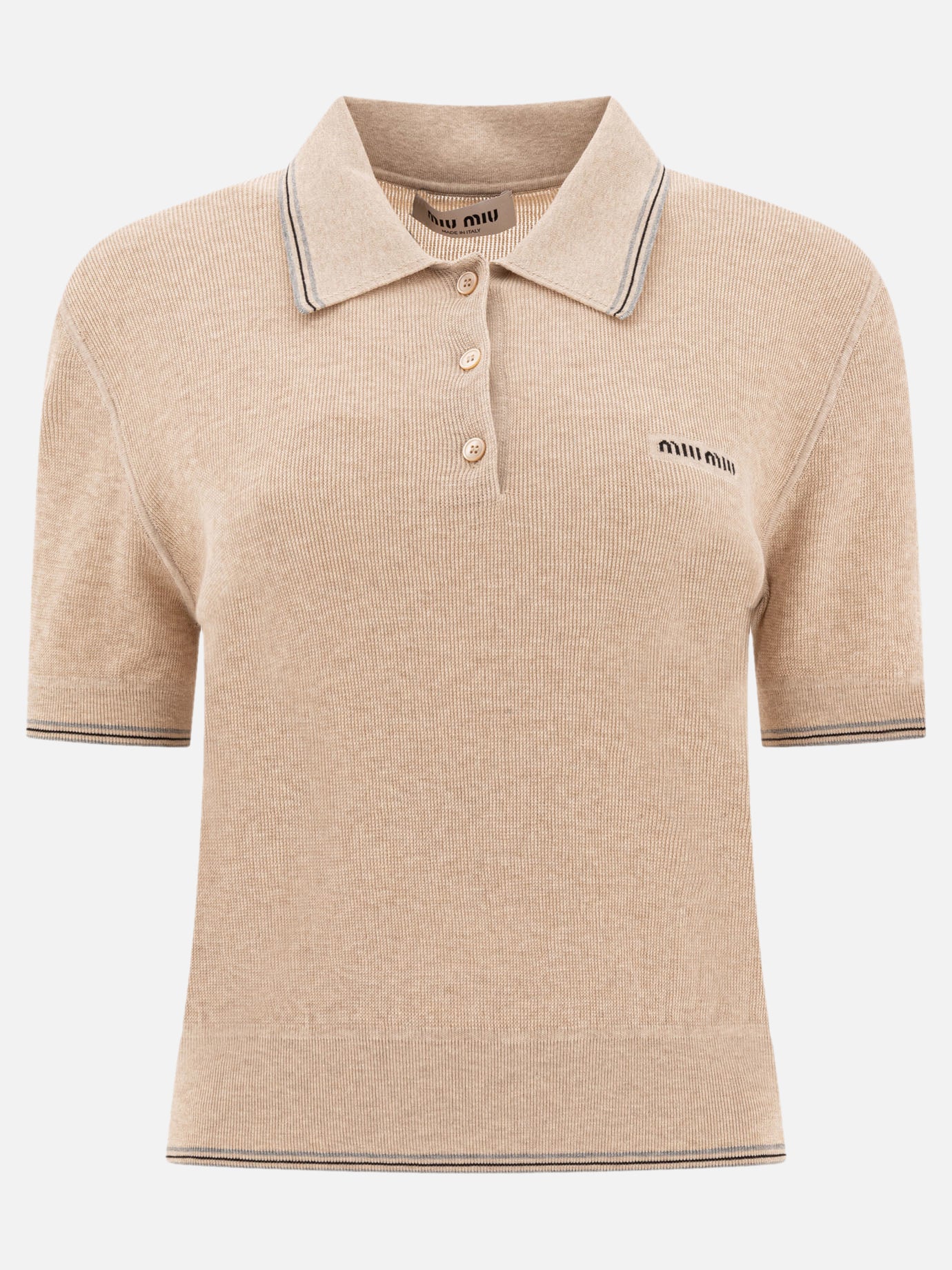 Polo shirts with buttons Logo  Beige - Miu Miu Women | PDP | VIETTI Online Store | Zoom-Modal
