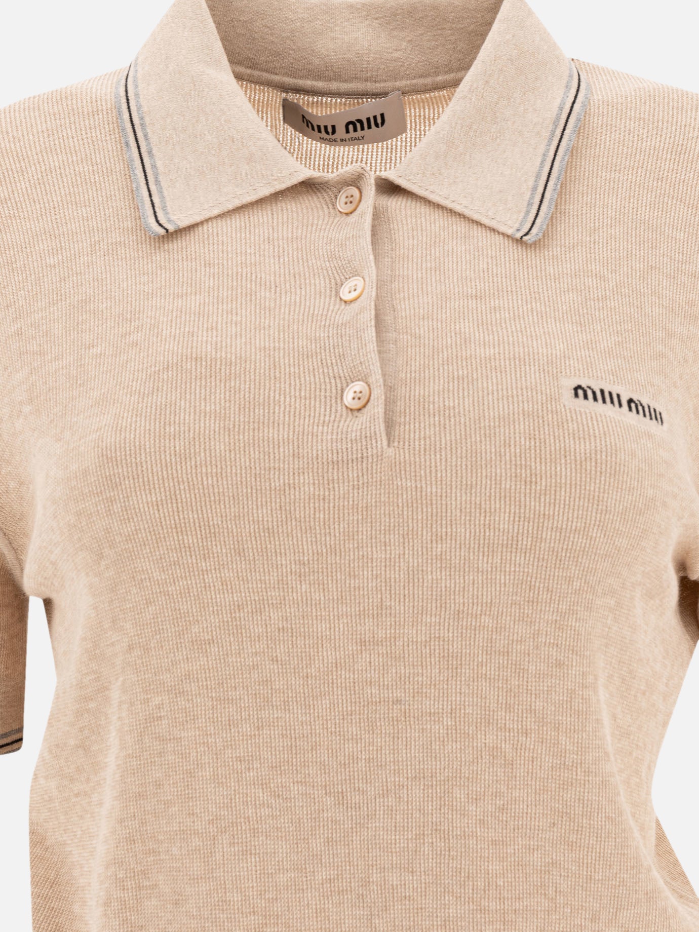 Polo shirts with buttons Logo  Beige - Miu Miu Women | PDP | VIETTI Online Store | thumbnail_3