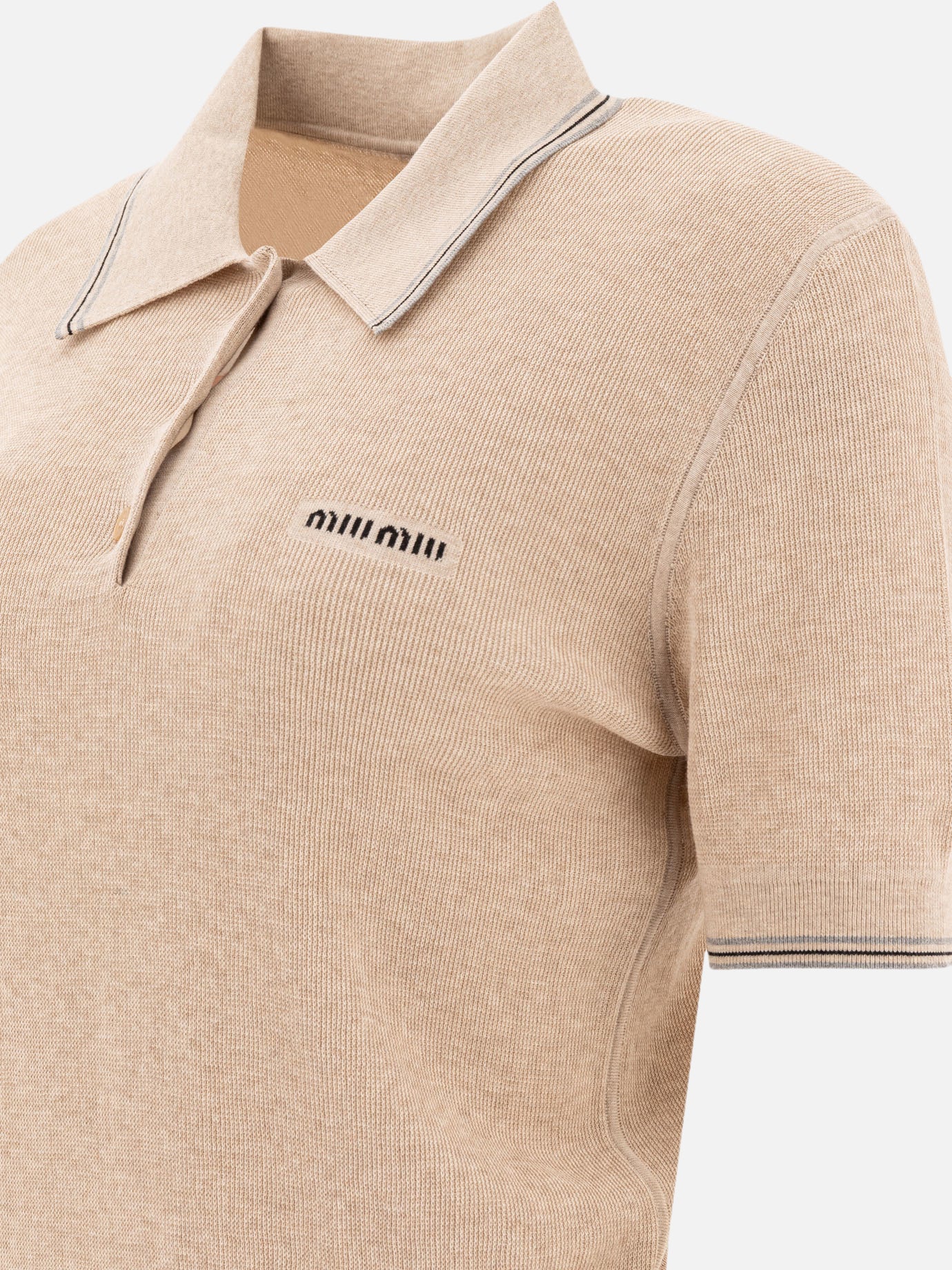 Polo shirts with buttons Logo  Beige - Miu Miu Women | PDP | VIETTI Online Store | Zoom-Modal_4
